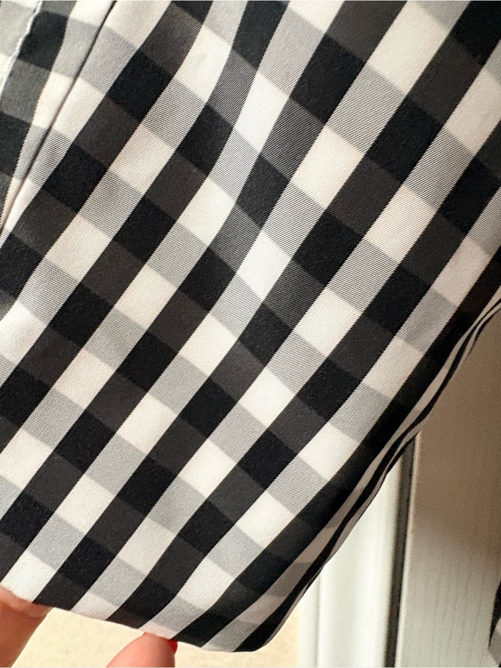 Talbots Classic Gingham Mac Black & White Button-Up Raincoat Trench Size 8 - Picture 12 of 16